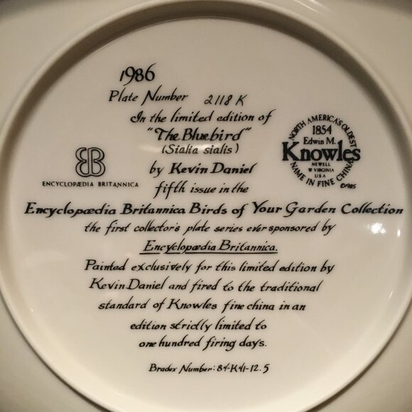 2/$40 Encyclopedia Britannica Decorative Plate 'The Blue Bird' - Picture 4 of 4
